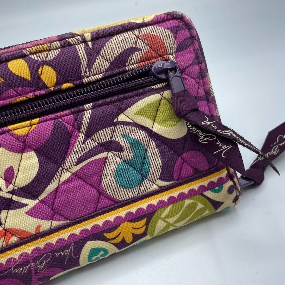 Vera Bradley Purple Floral Full Zip Wallet Accordion Paisley Fabric - Picture 8 of 9